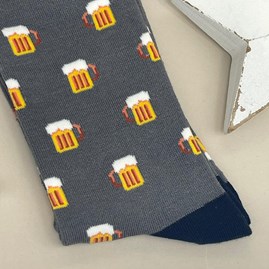 Men's Bamboo Beer Socks In Grey Men's Bamboo Beer Socks In Grey